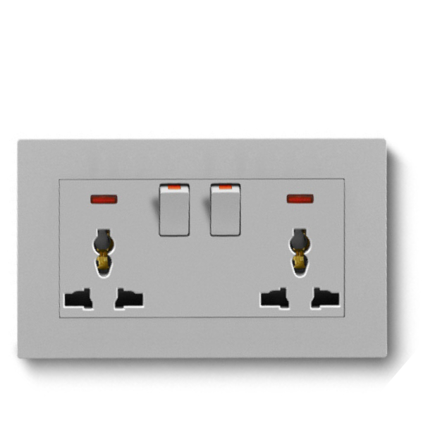 DOUBLE MF SWITCH SOCKET WITH NEON